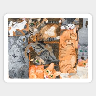 Kitty Cats in Boxes Sticker